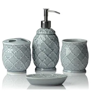 4 Piece Ceramic Bathroom Accessory Set