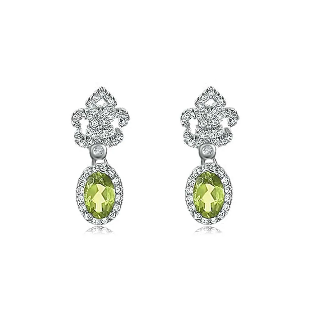 925 Silver Olive Green Pendant Earrings