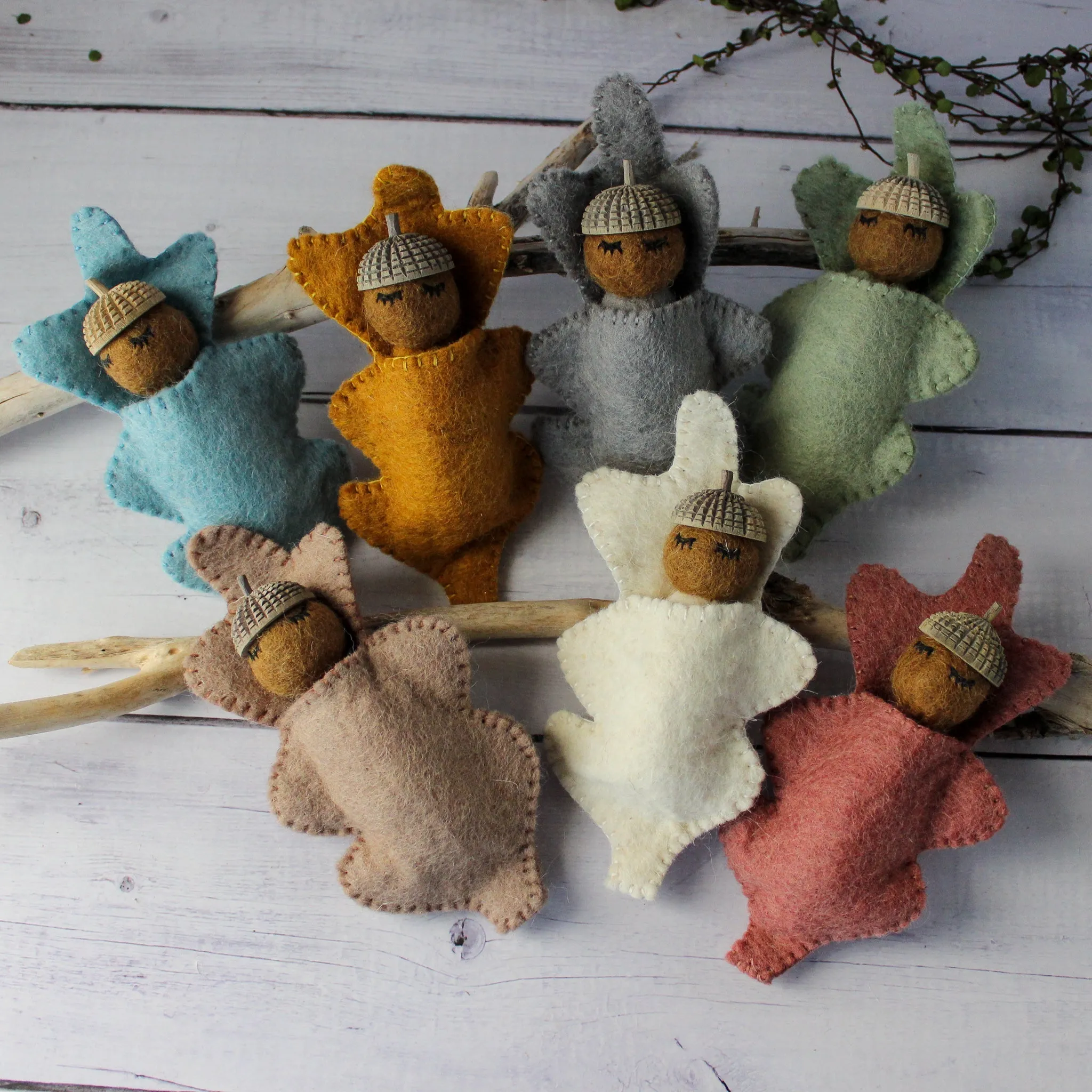 Acorn Babies in Oak Leaf Pouches