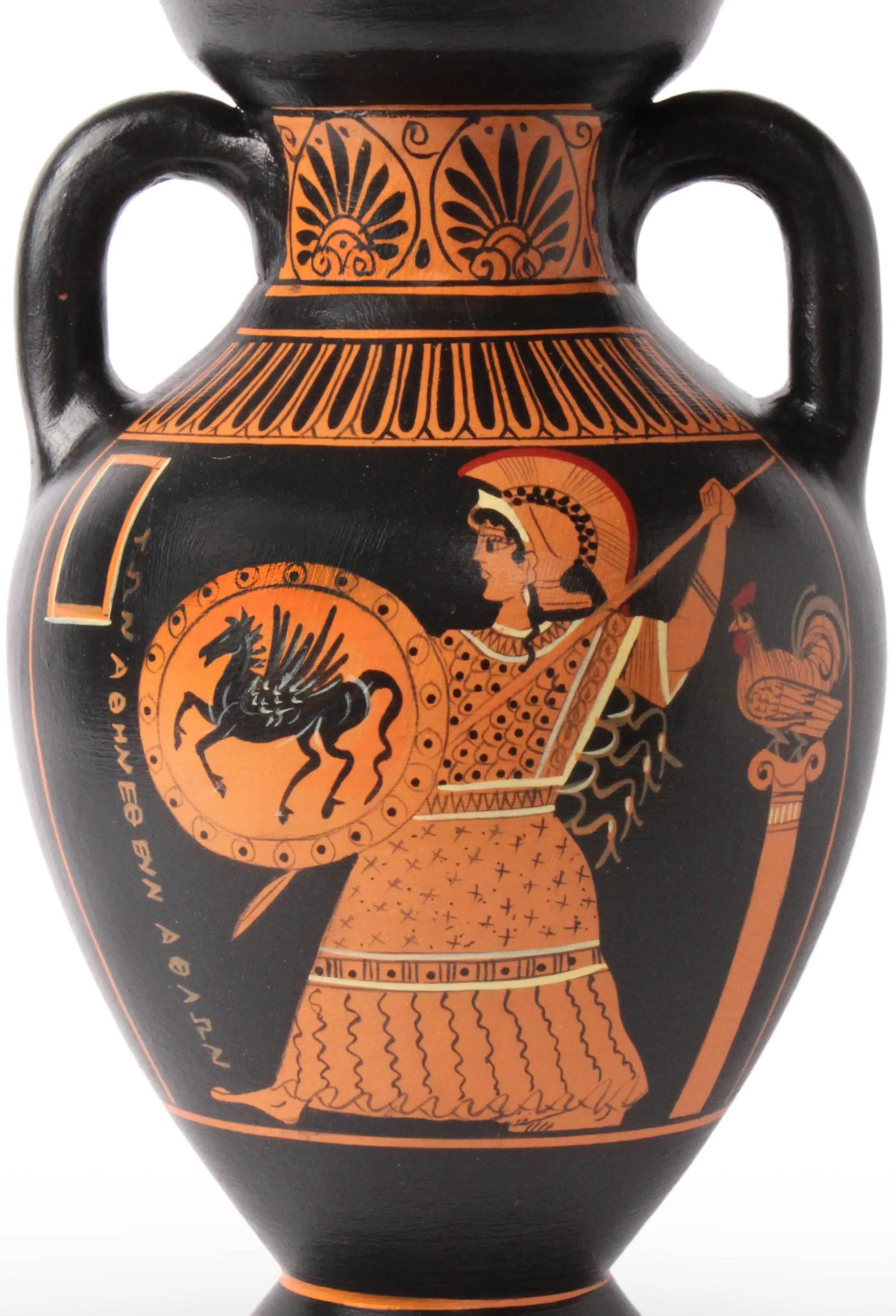 Ancient Greek Red-Figure Panathenaic Amphora Vase with Athena