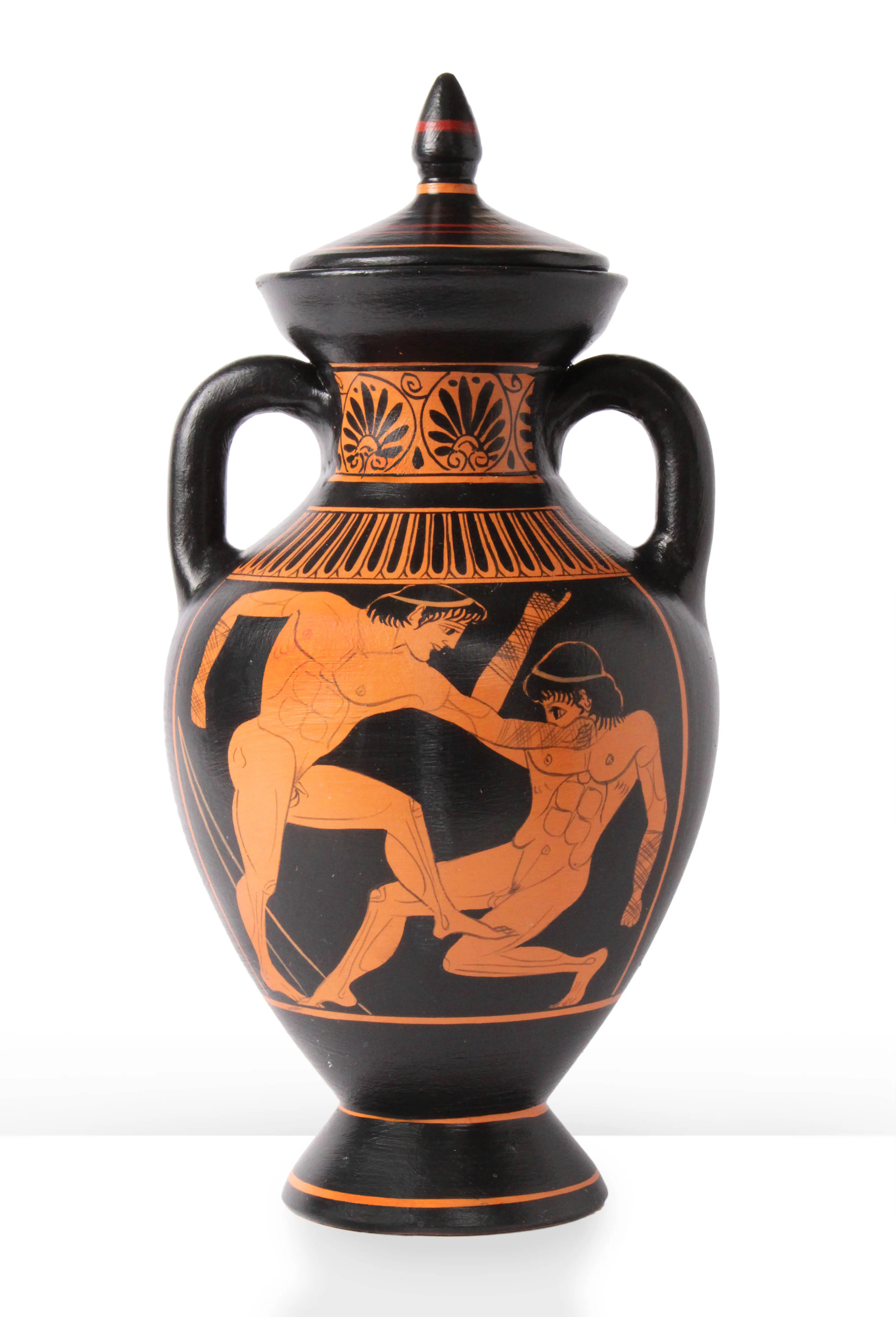 Ancient Greek Red-Figure Panathenaic Amphora Vase with Athena