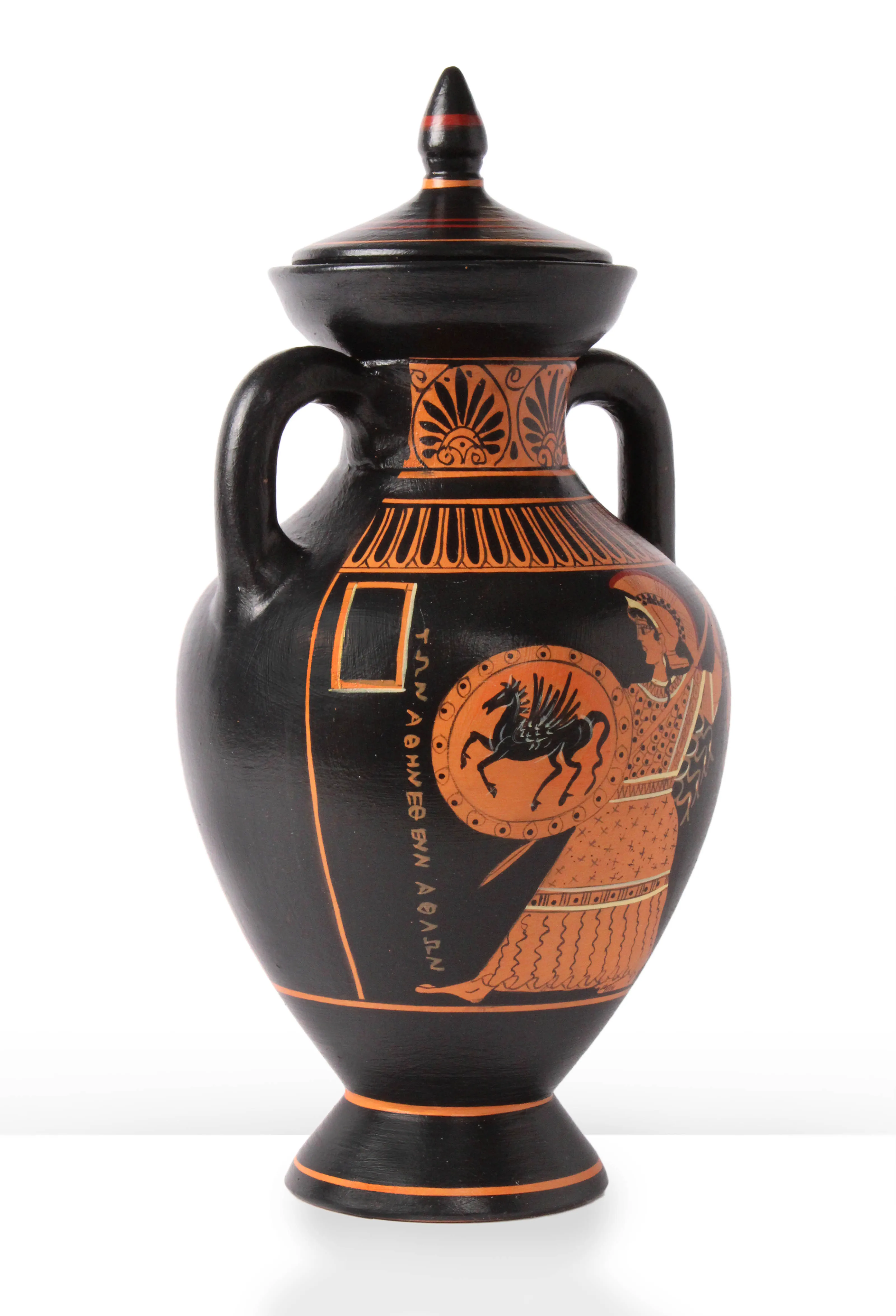 Ancient Greek Red-Figure Panathenaic Amphora Vase with Athena