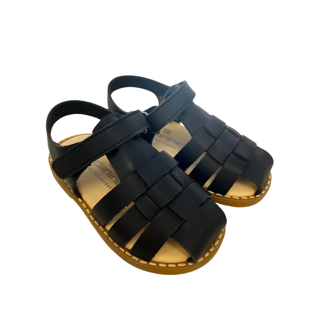 Andanines Navy Blue Leather Sandals