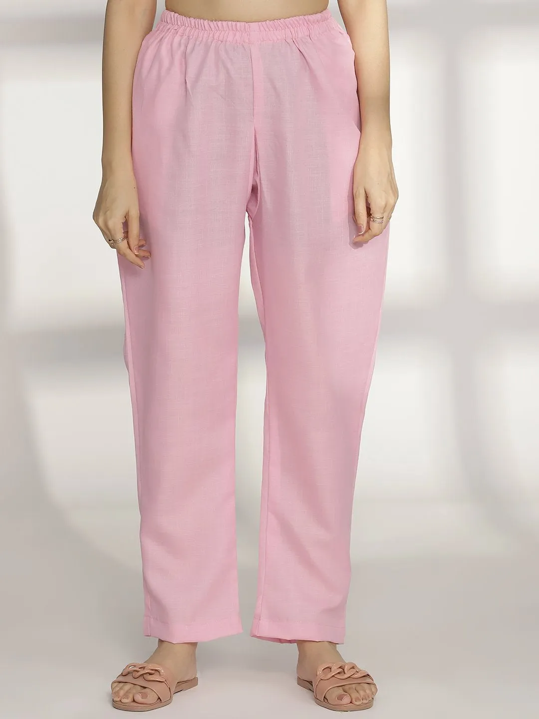 BabyPink CottonSlub Pants