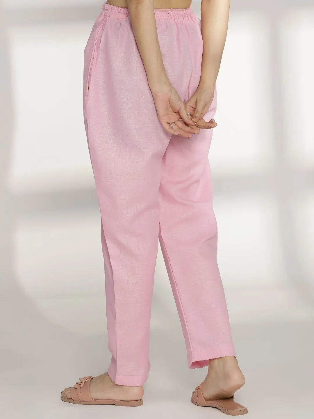 BabyPink CottonSlub Pants