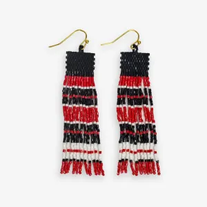 Billie Game Day Beaded Fringe Earrings Scarlet and Black