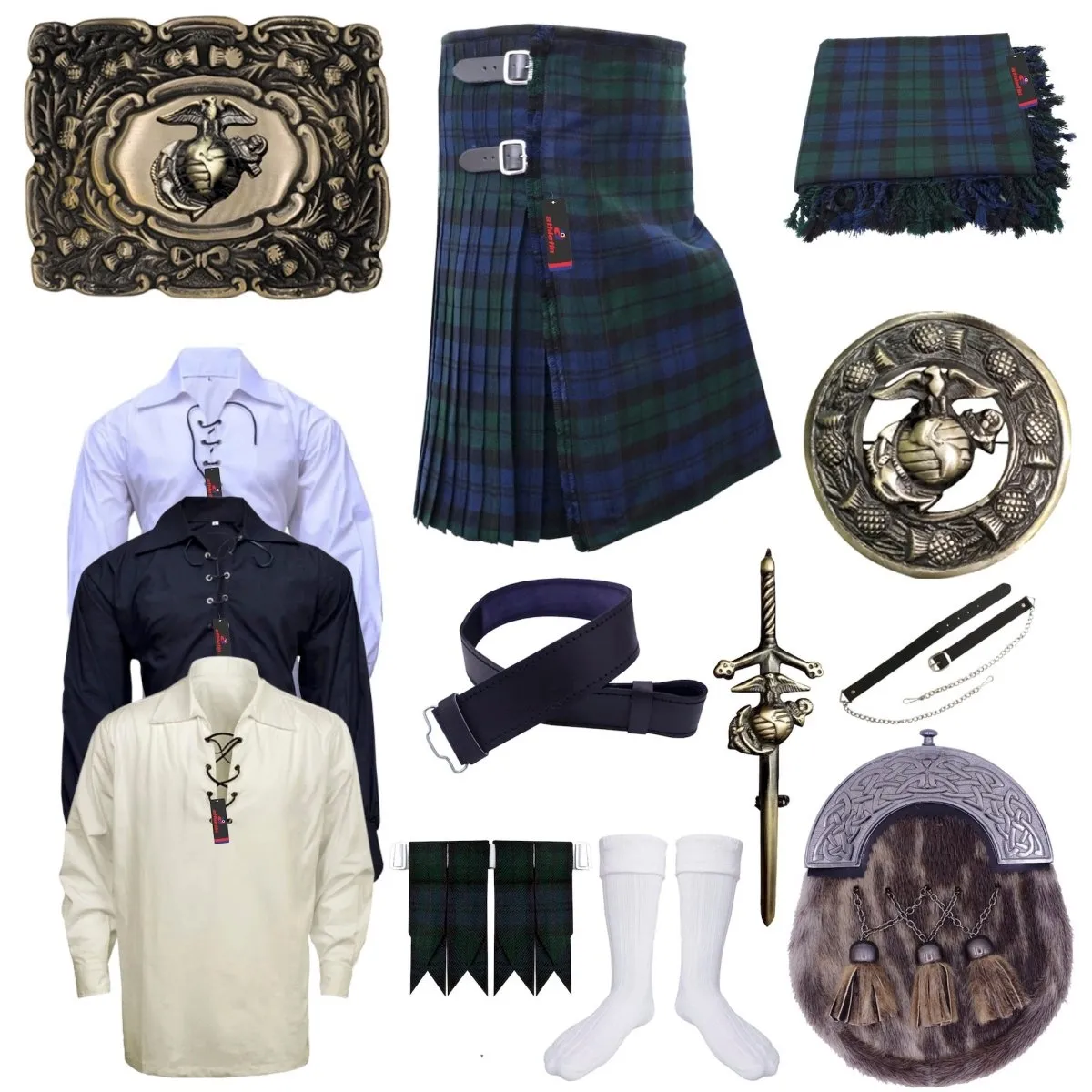 Black Watch Tartan Kilt - Authentic Scottish Ensemble