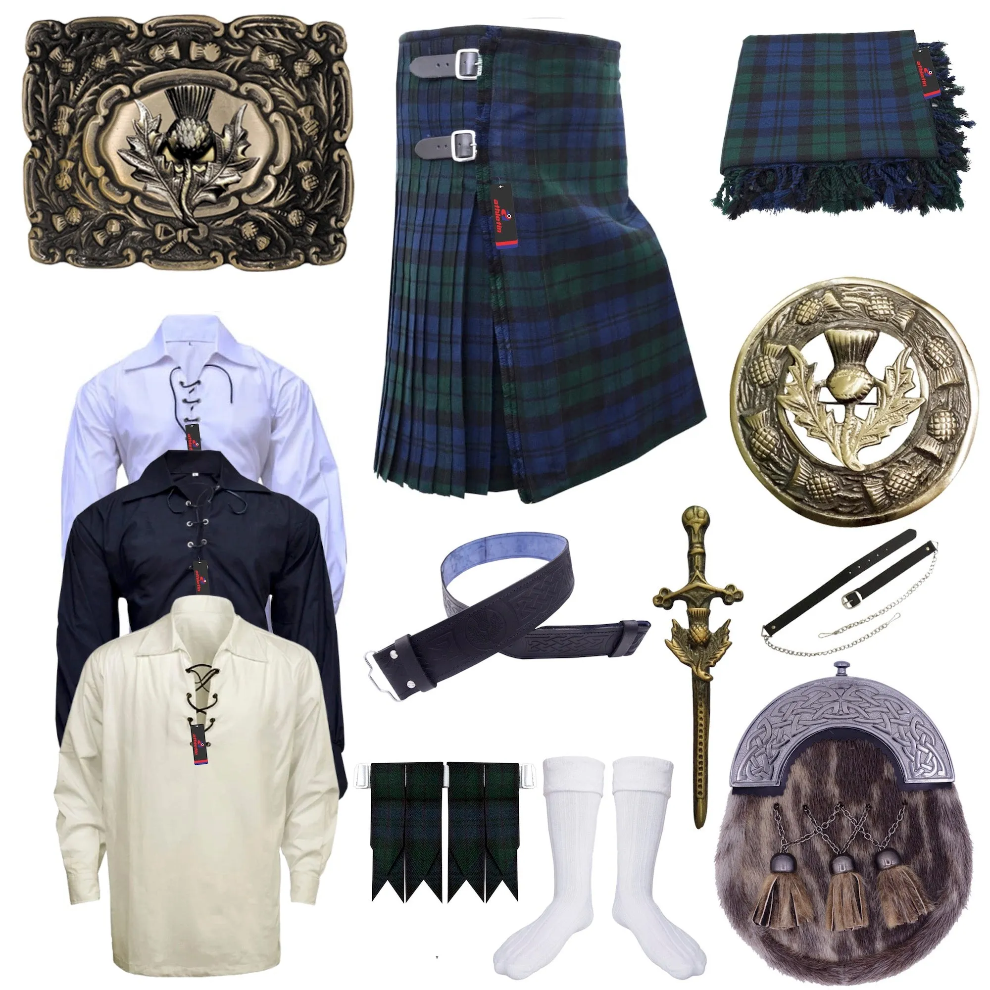 Black Watch Tartan Kilt - Authentic Scottish Ensemble