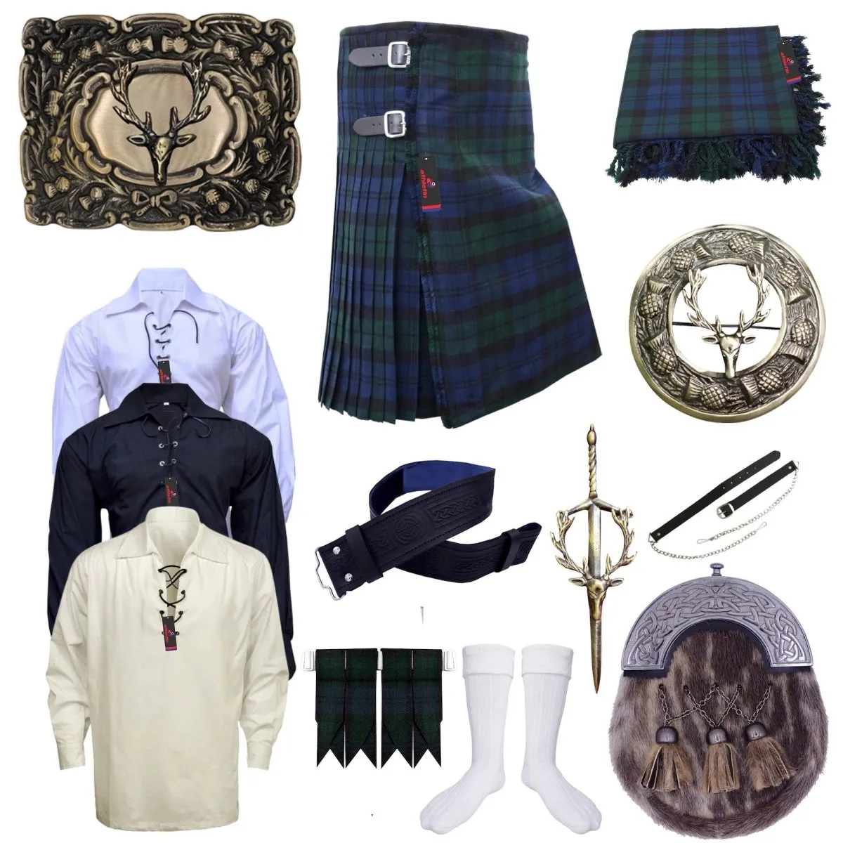 Black Watch Tartan Kilt - Authentic Scottish Ensemble