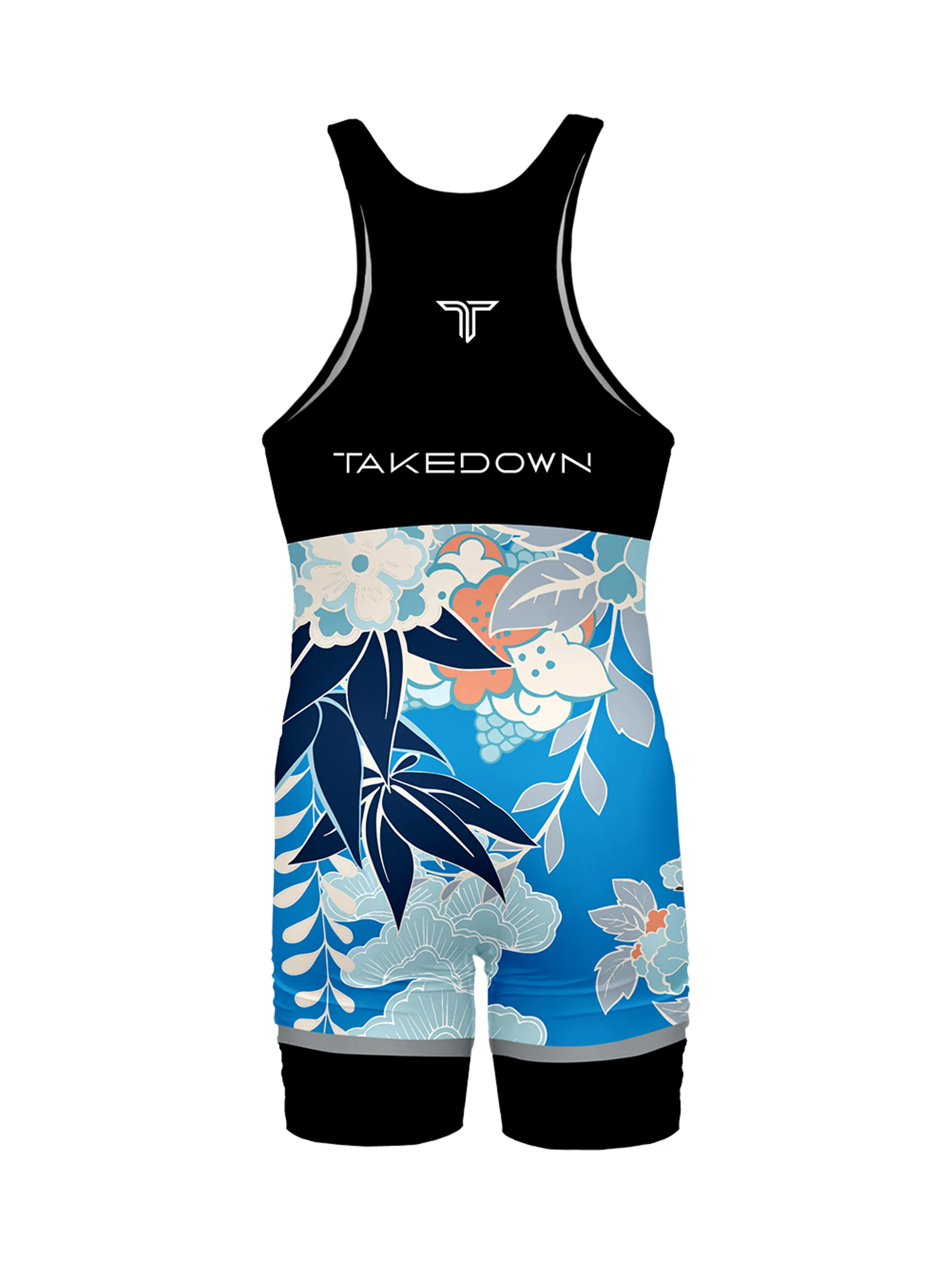 Blue Floral Wrestling Singlet