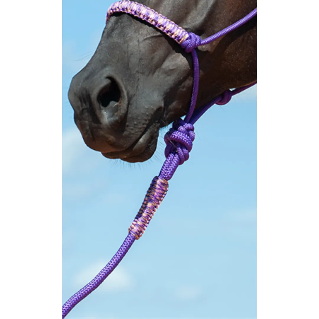 Cashel Braided Rope Nose Halter with Lead Rope - Purple Camo