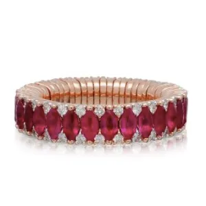 Cashmere 2 Row Ruby Marquise and Diamond Stretch Ring by Roberto Demeglio