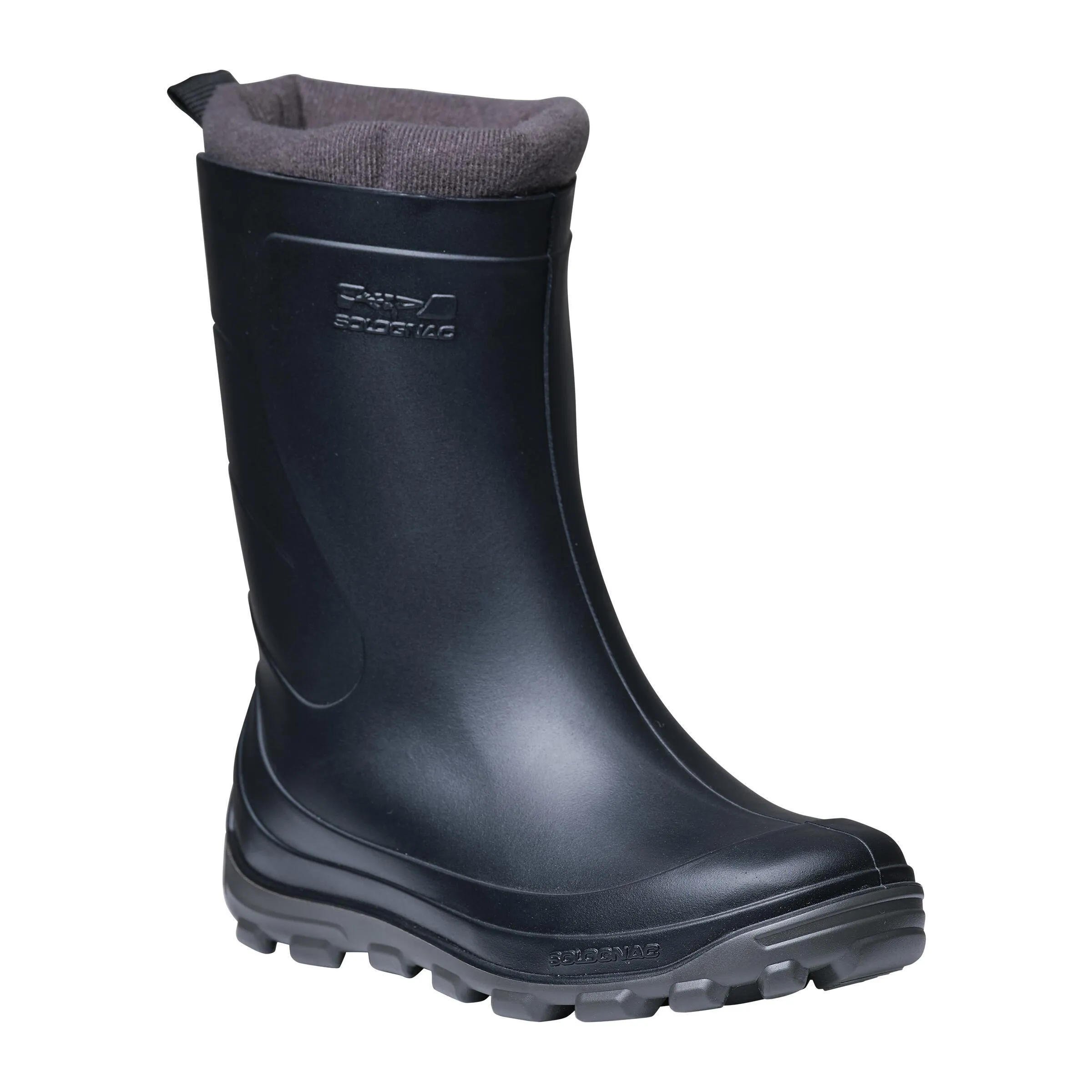 CHILDREN'S RUBBER BOOTS 100 warm SOLOGNAC, black/dark gray