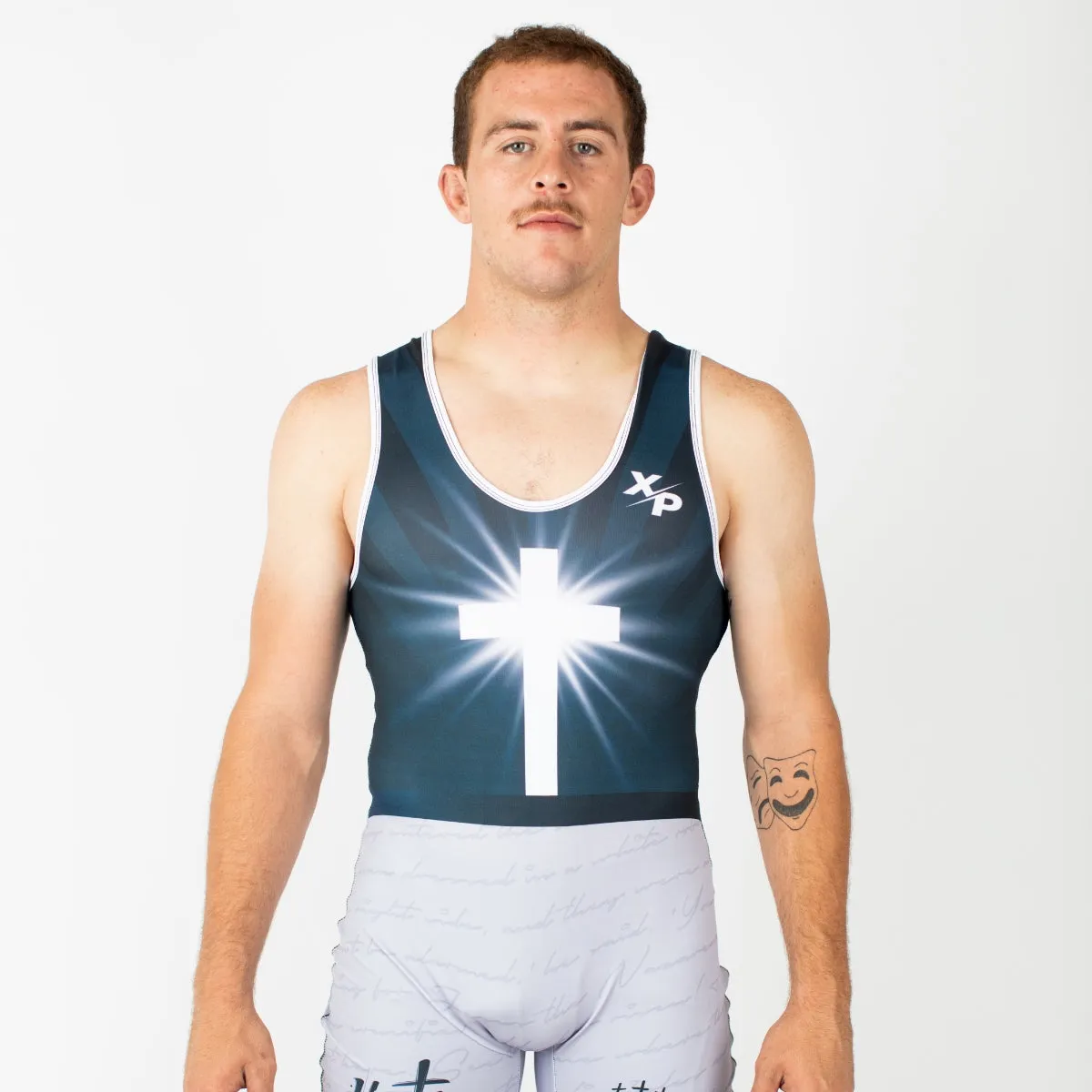 Christ Is Risen Fully Sublimated Wrestling Singlet in Black- Silver