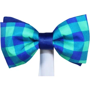 Classic Gingham Blue Magnetic Bow Tie