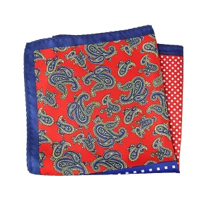 Classy Men Red Blue Multi-Pattern Pocket Square