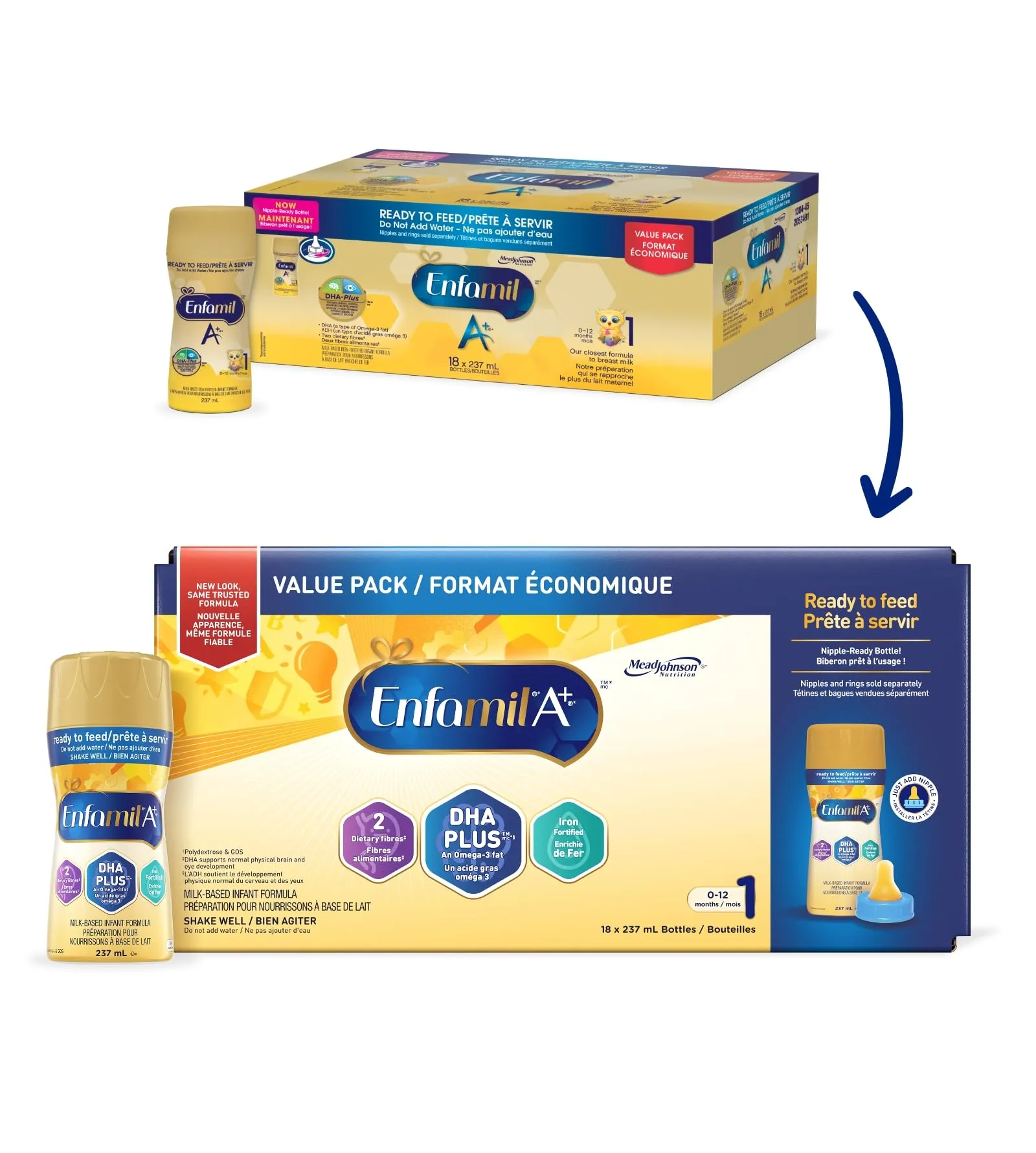 Enfamil A , Baby Formula, Ready to Feed Bottles.