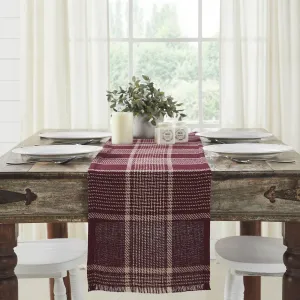 Eston Burgundy Tan Plaid Runner 12x60