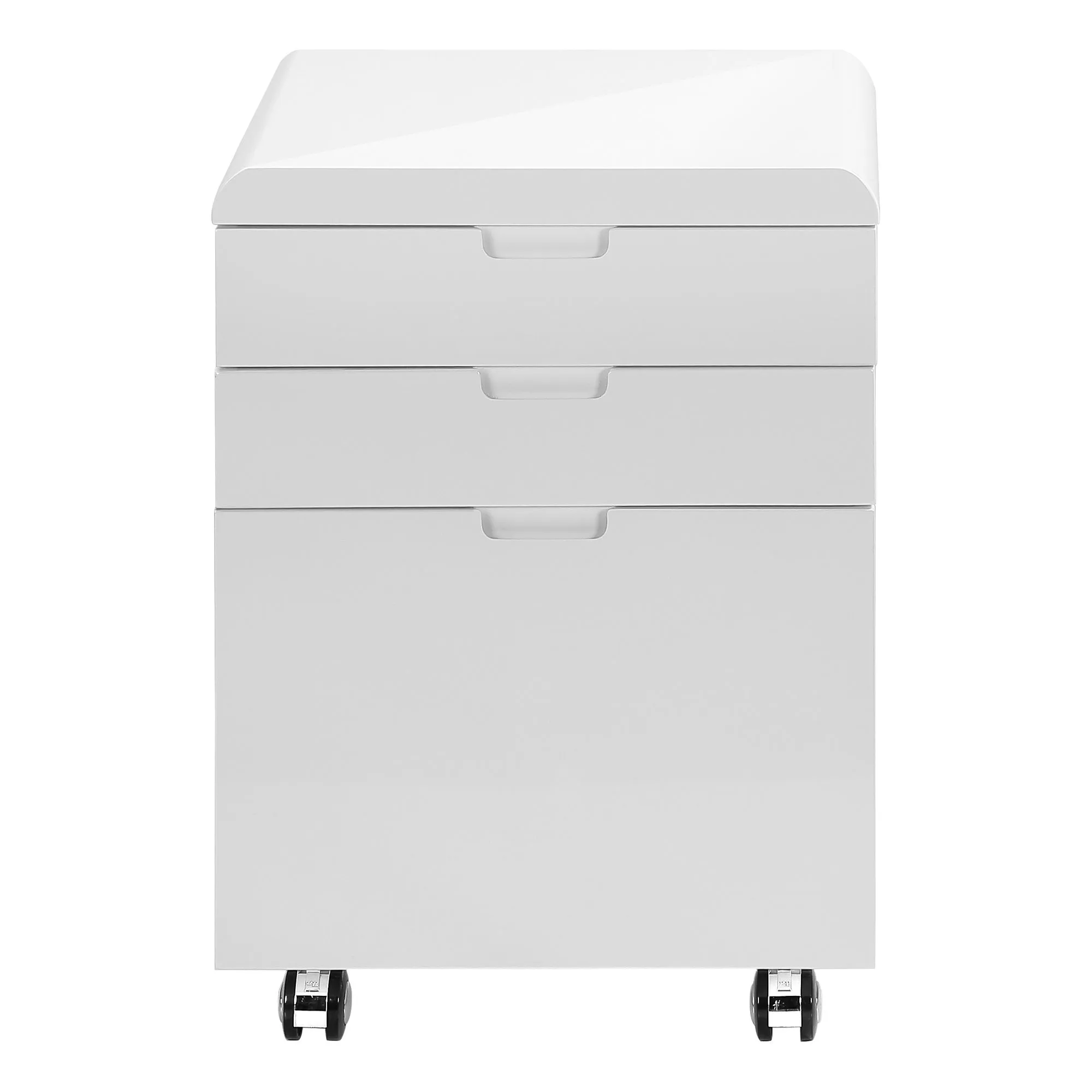 File Cabinet, Rolling Mobile, Storage Drawers, Printer Stand, Office, Work, Glossy Contemporary, Modern - White