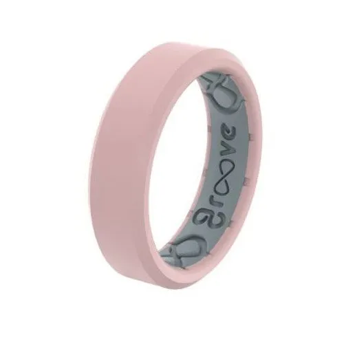 Groove Life Silicone Edge Thin Ring, Rose Quartz