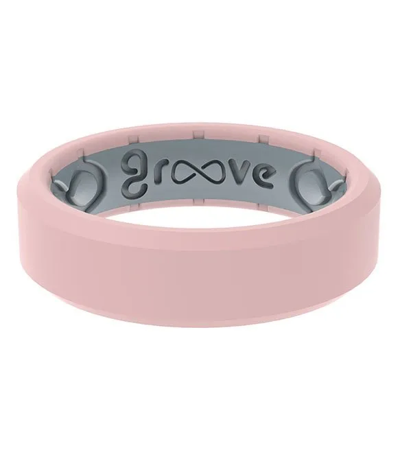 Groove Life Silicone Edge Thin Ring, Rose Quartz