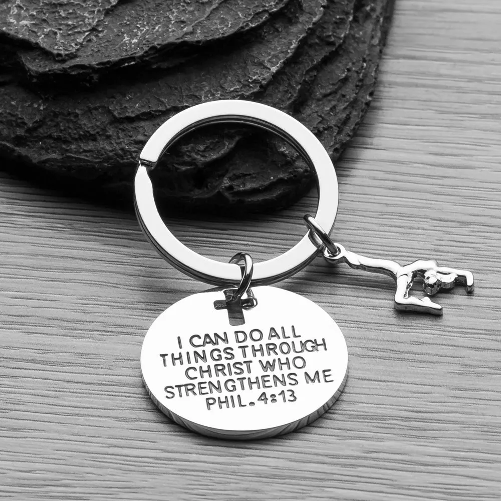 Gymnastics Christian I Can Do All Things Through Christ Keychain