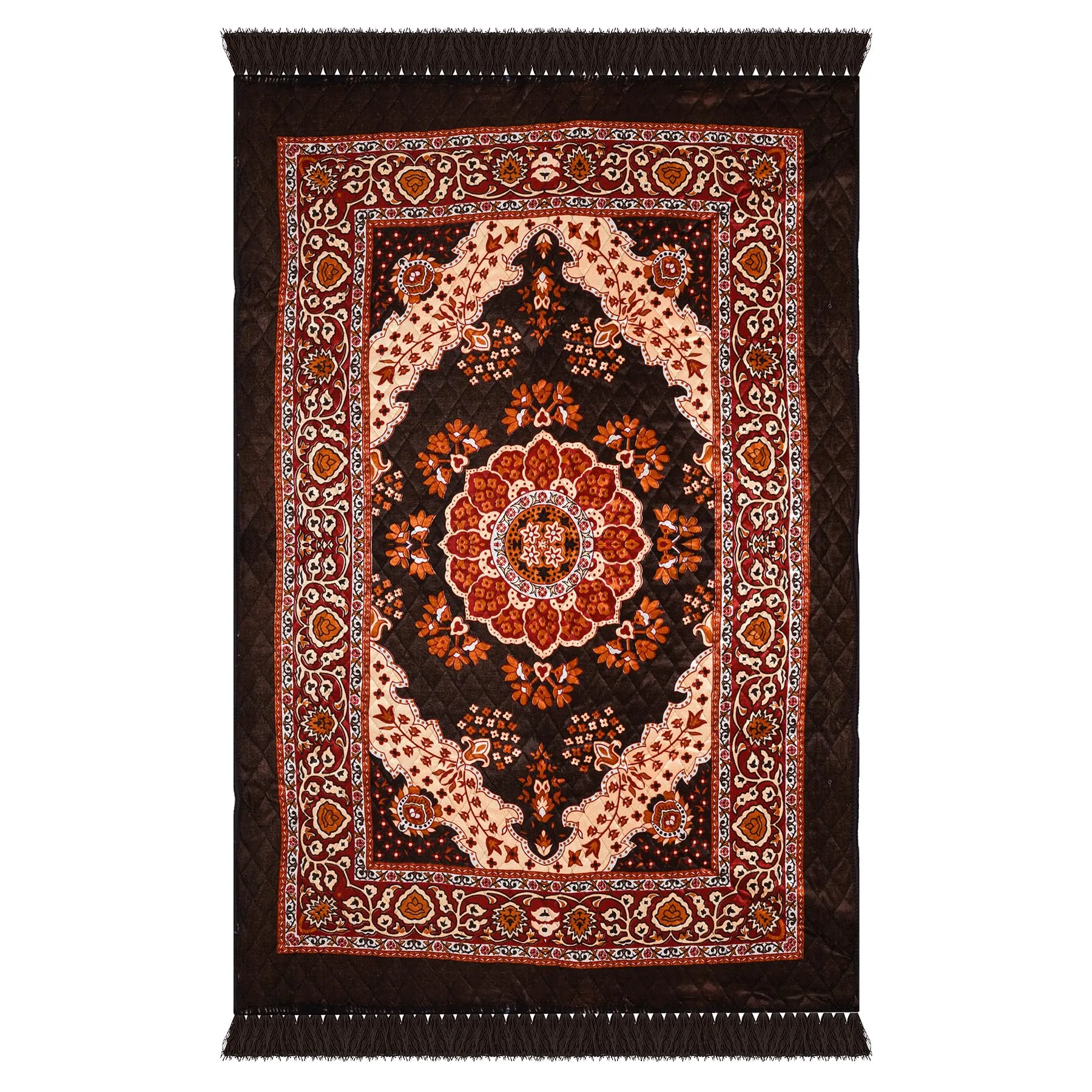 Heart Home Carpet|Velvet Carpet-Rug for Home D�cor|Carpet Rug for Bedroom|Carpet for Living Room|Prayer-Yoga Mat|Carpet for Hall|4x6 Ft|Brown