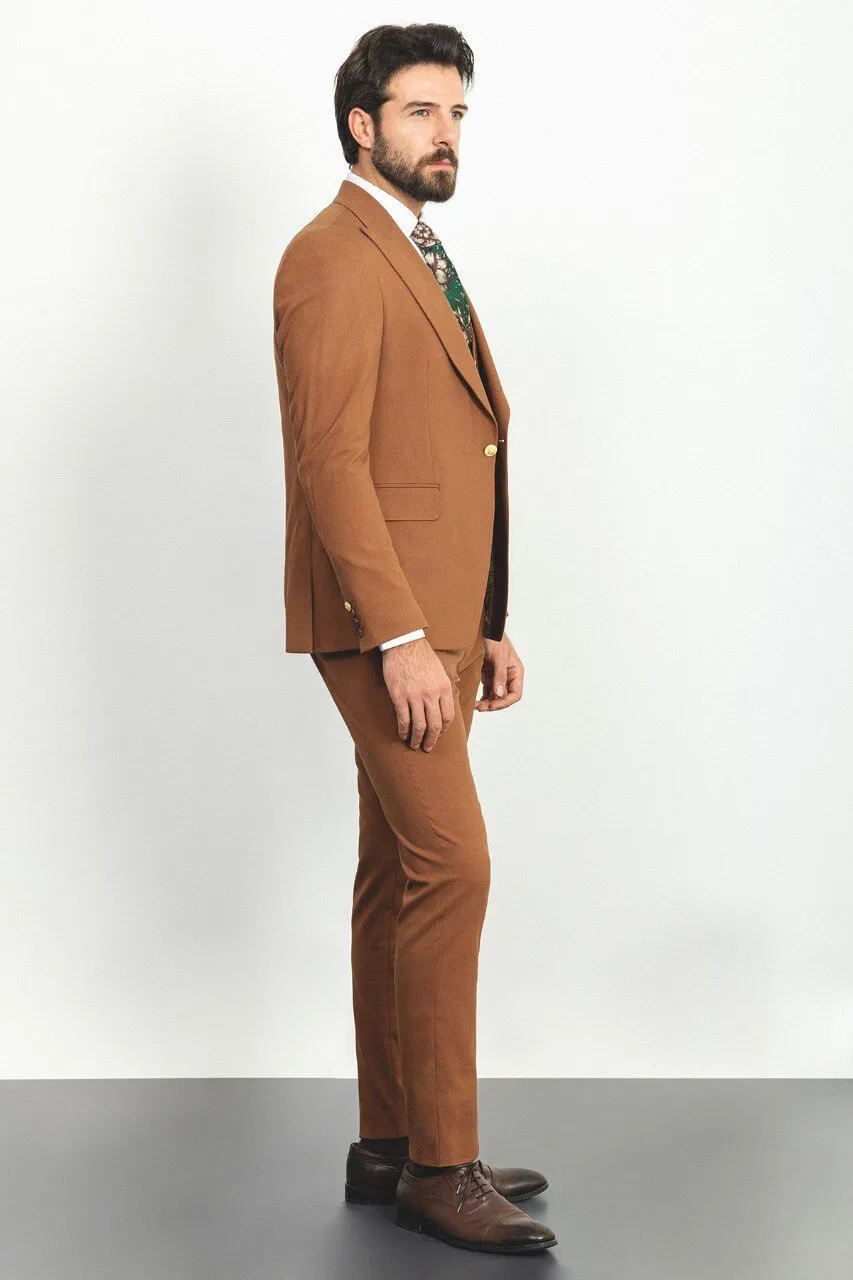 HolloMen's Camel 3-Piece Suit