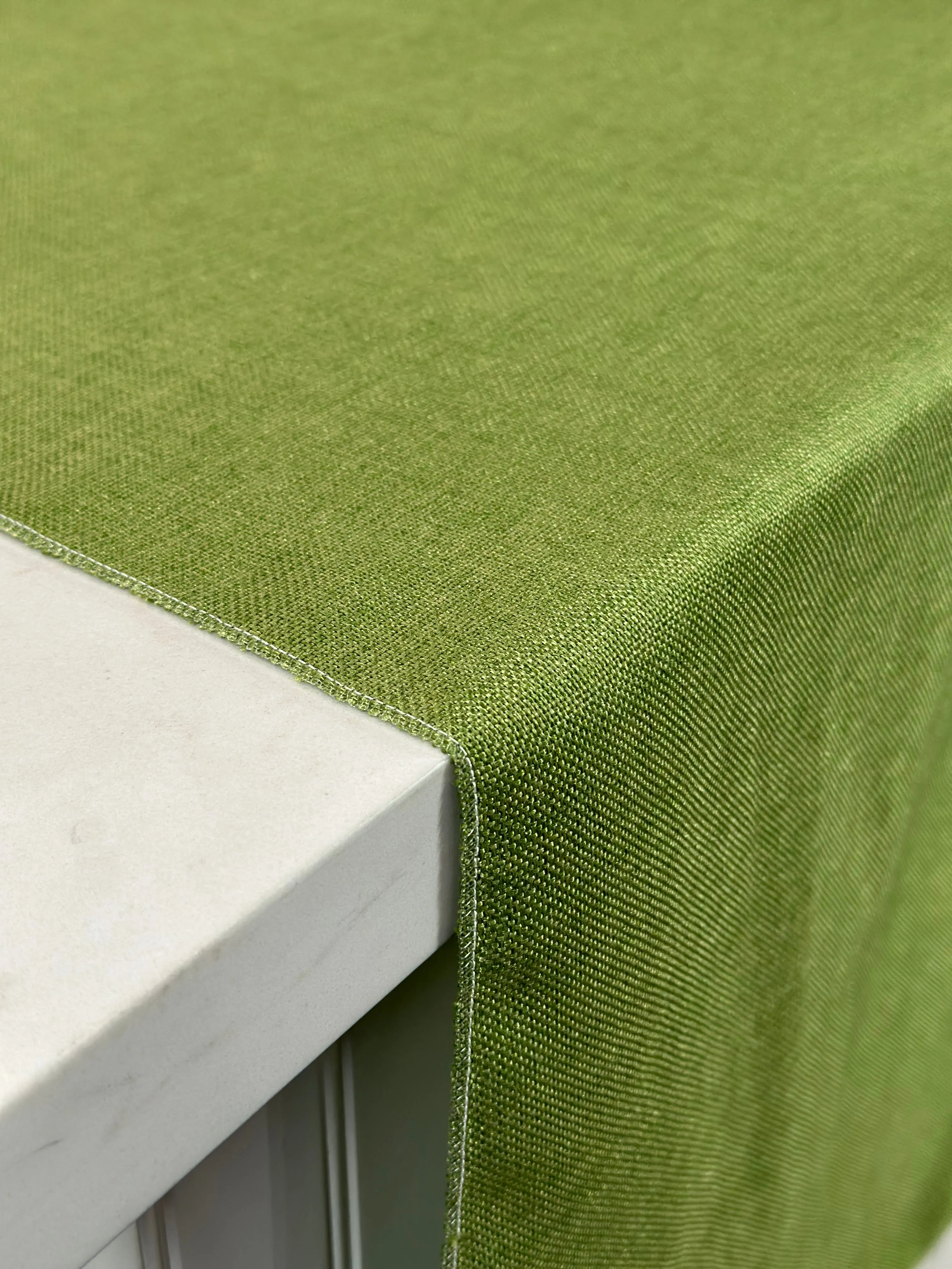 Imitation Burlap Table Linen in Willow Green