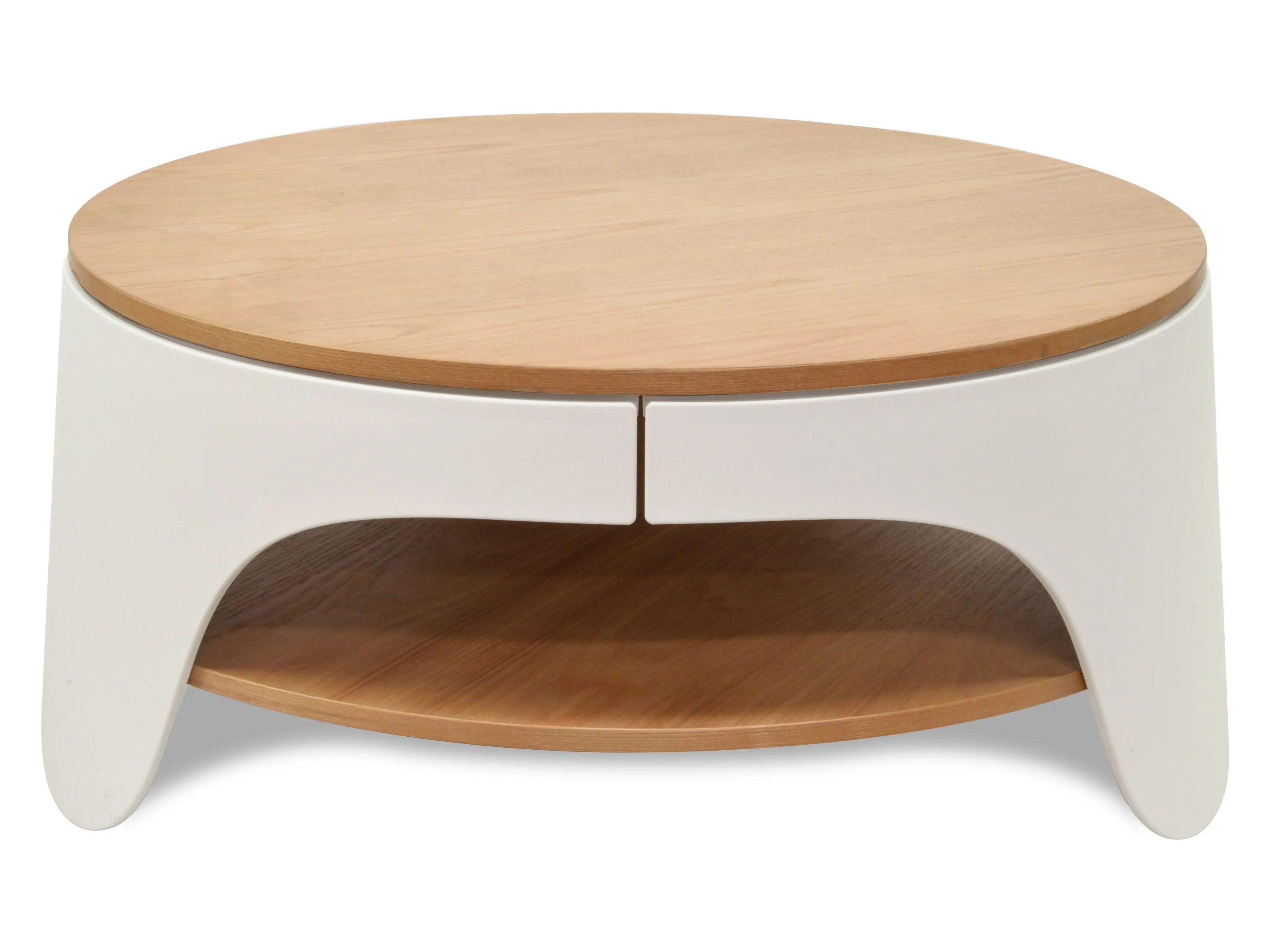 Jackson 82cm Wooden Round Coffee Table - Natural Top and White Leg