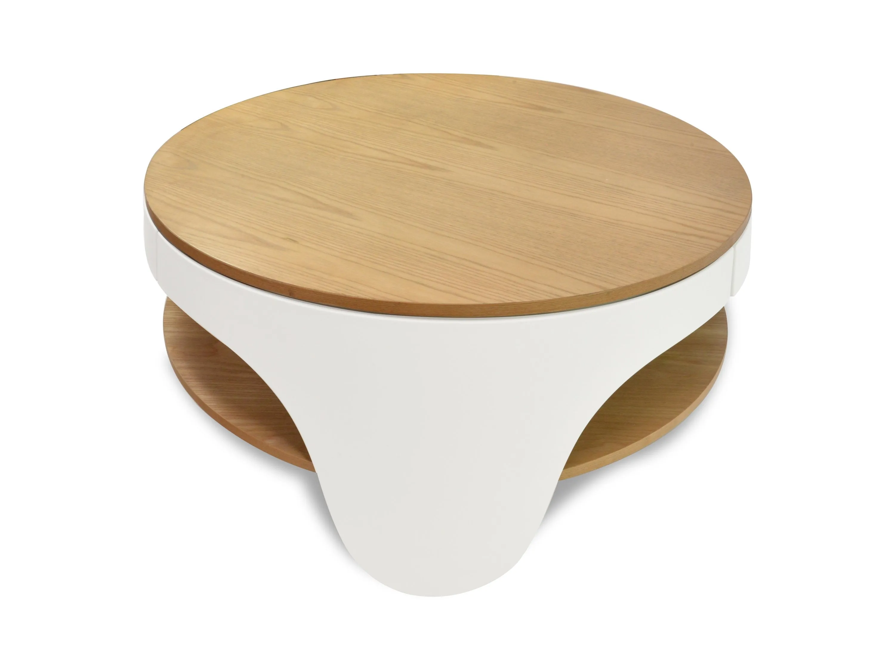 Jackson 82cm Wooden Round Coffee Table - Natural Top and White Leg