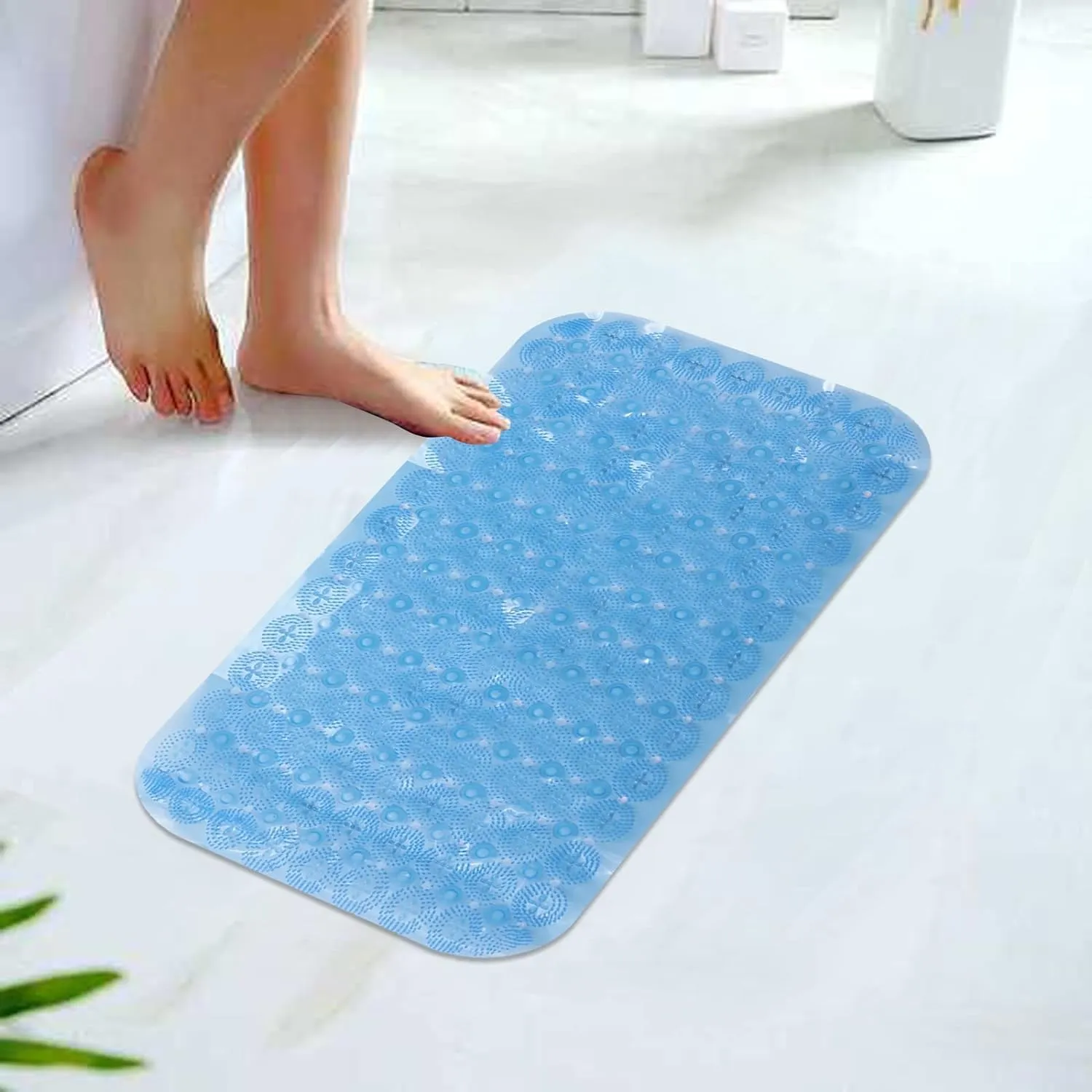 Kuber Industries Bath Mat | PVC Bathroom Mat | Shower Bath Mat | Floor Tub Mat | Foot Massager Mat | Anti-Skid Shower Bathroom Mat | B-01A |Pack of 5| Blue