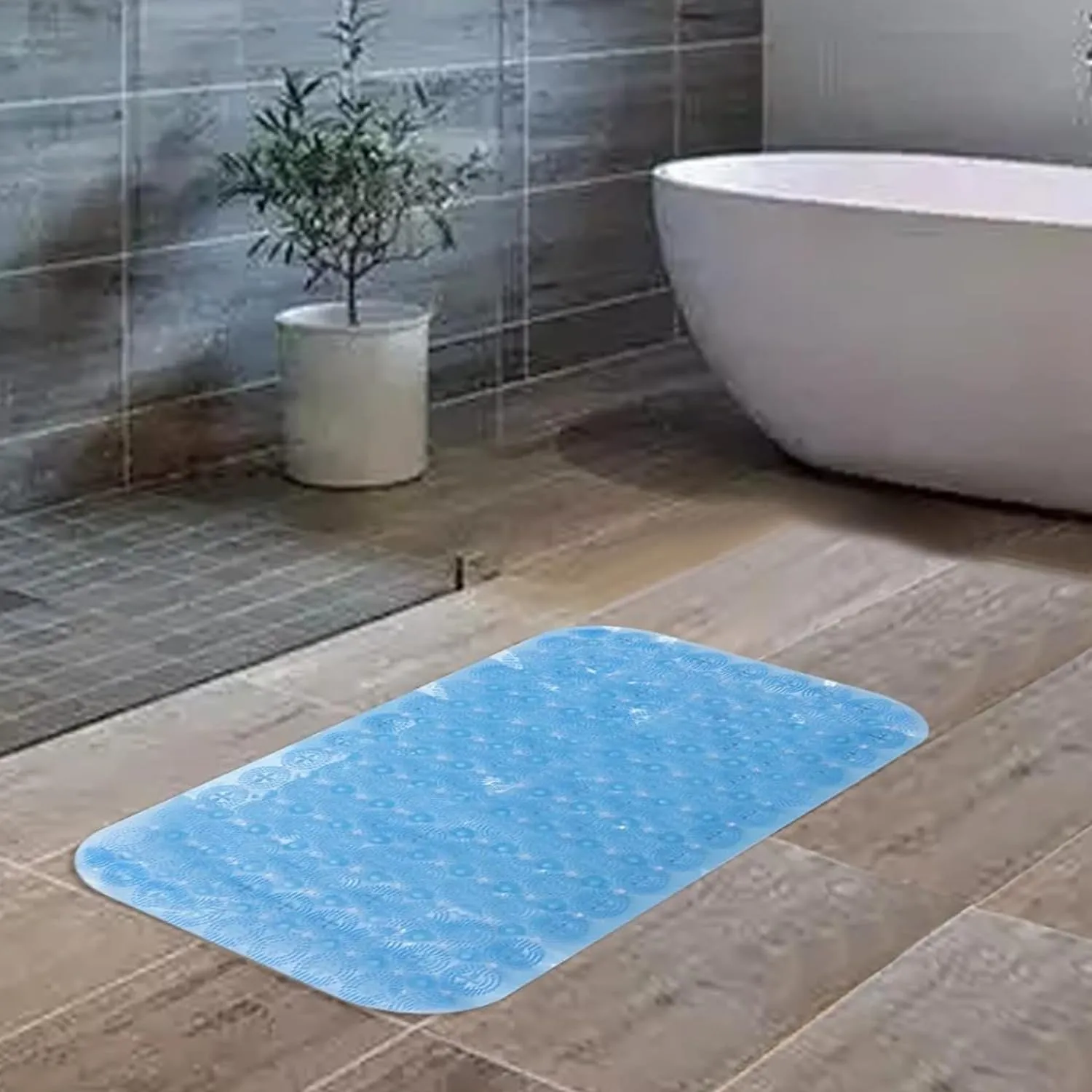 Kuber Industries Bath Mat | PVC Bathroom Mat | Shower Bath Mat | Floor Tub Mat | Foot Massager Mat | Anti-Skid Shower Bathroom Mat | B-01A |Pack of 5| Blue