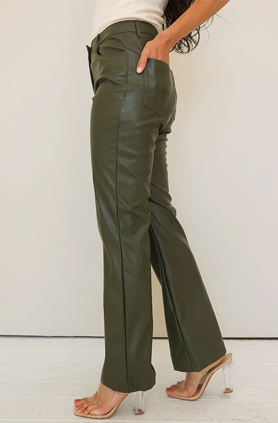 Main Stage Olive Leather Pants - FINAL SALE - FINAL FEW