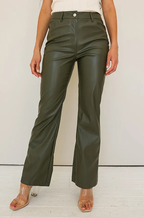 Main Stage Olive Leather Pants - FINAL SALE - FINAL FEW