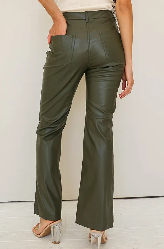 Main Stage Olive Leather Pants - FINAL SALE - FINAL FEW