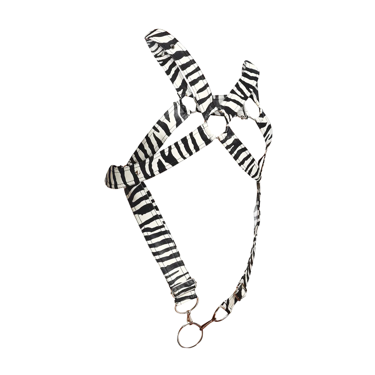 Male Basics Dngeon Leather Cross Penis Ring Harness Animal Zebra One Size