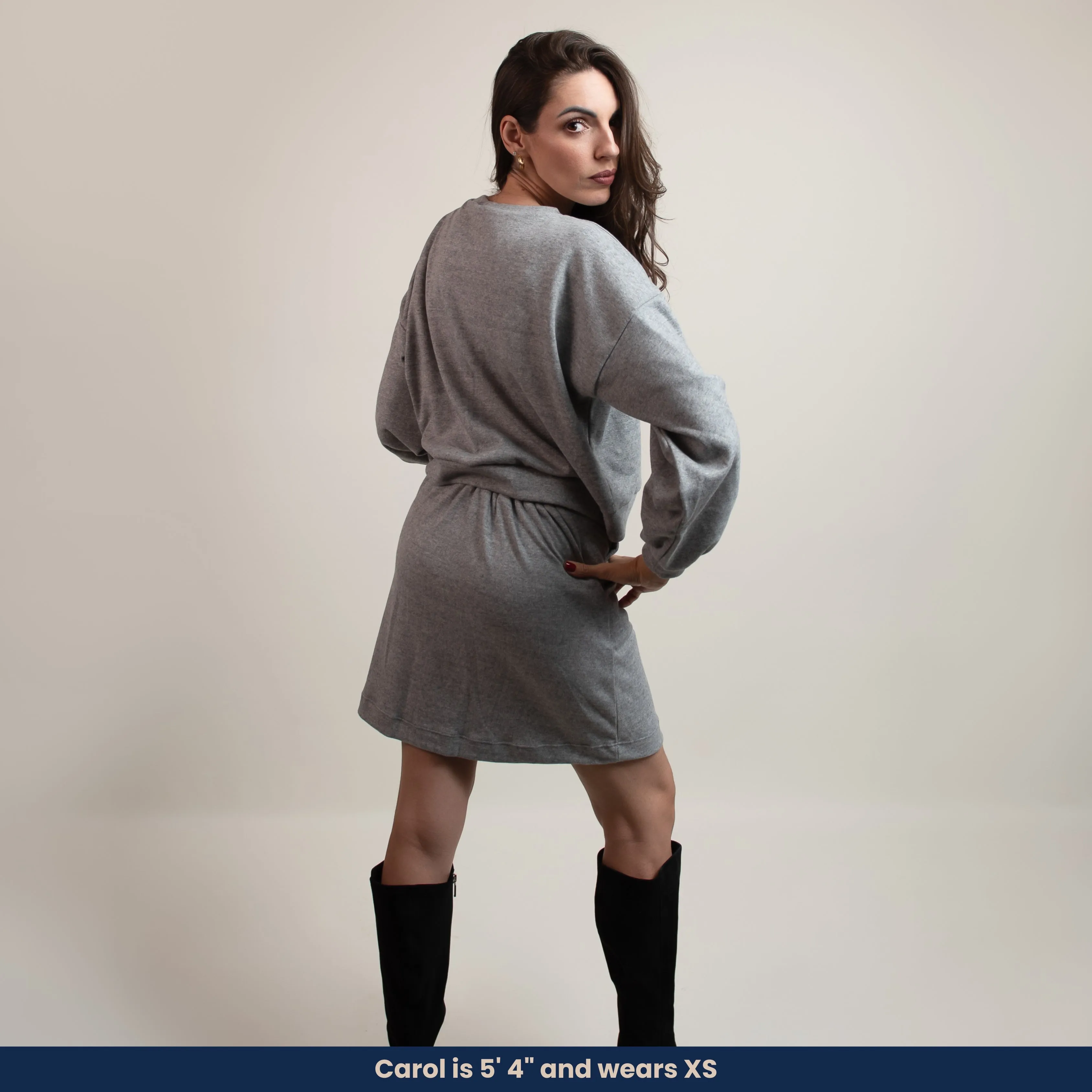 Markelly - Soft Fleece Oversized Top and Short Skirt Set (2-Piece Set)