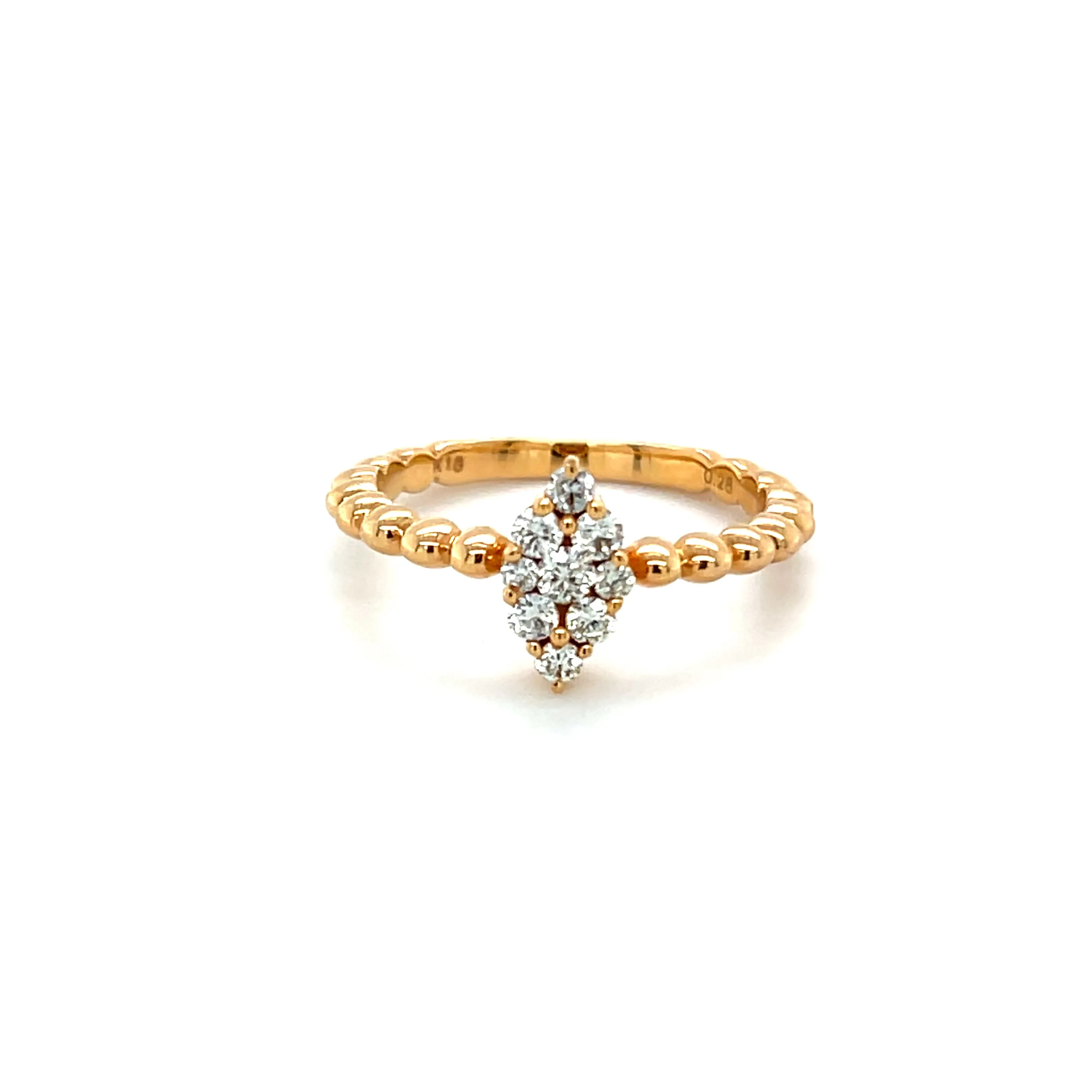 Marquise Shape Multi Diamond on Beaded Band Ring