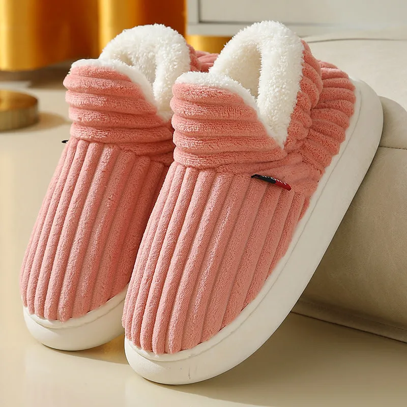 Men Winter New Women Cotton Slippers Outdoor Fashion Couple Slippers Warm Indoor Bedroom Cotton Plush Shoes Fleece Fluffy