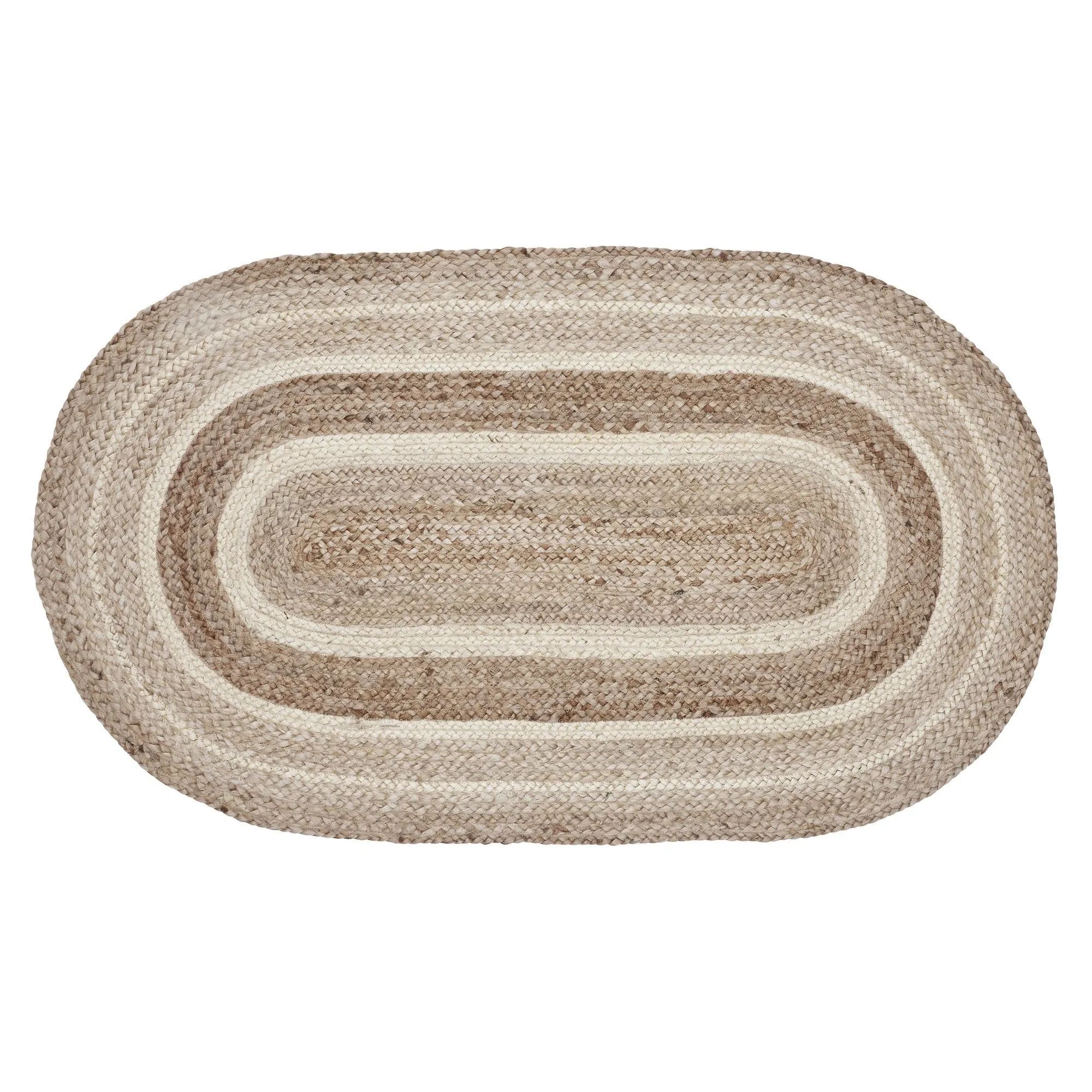 Natural & Creme Oval Braided Rug 27x48" - with Pad