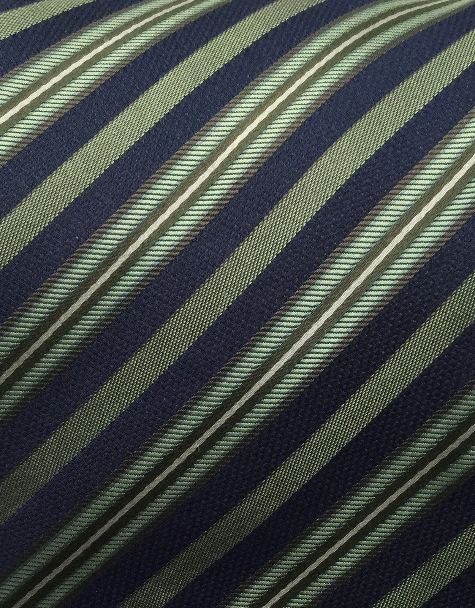 Navy Blue & Green Striped Tie