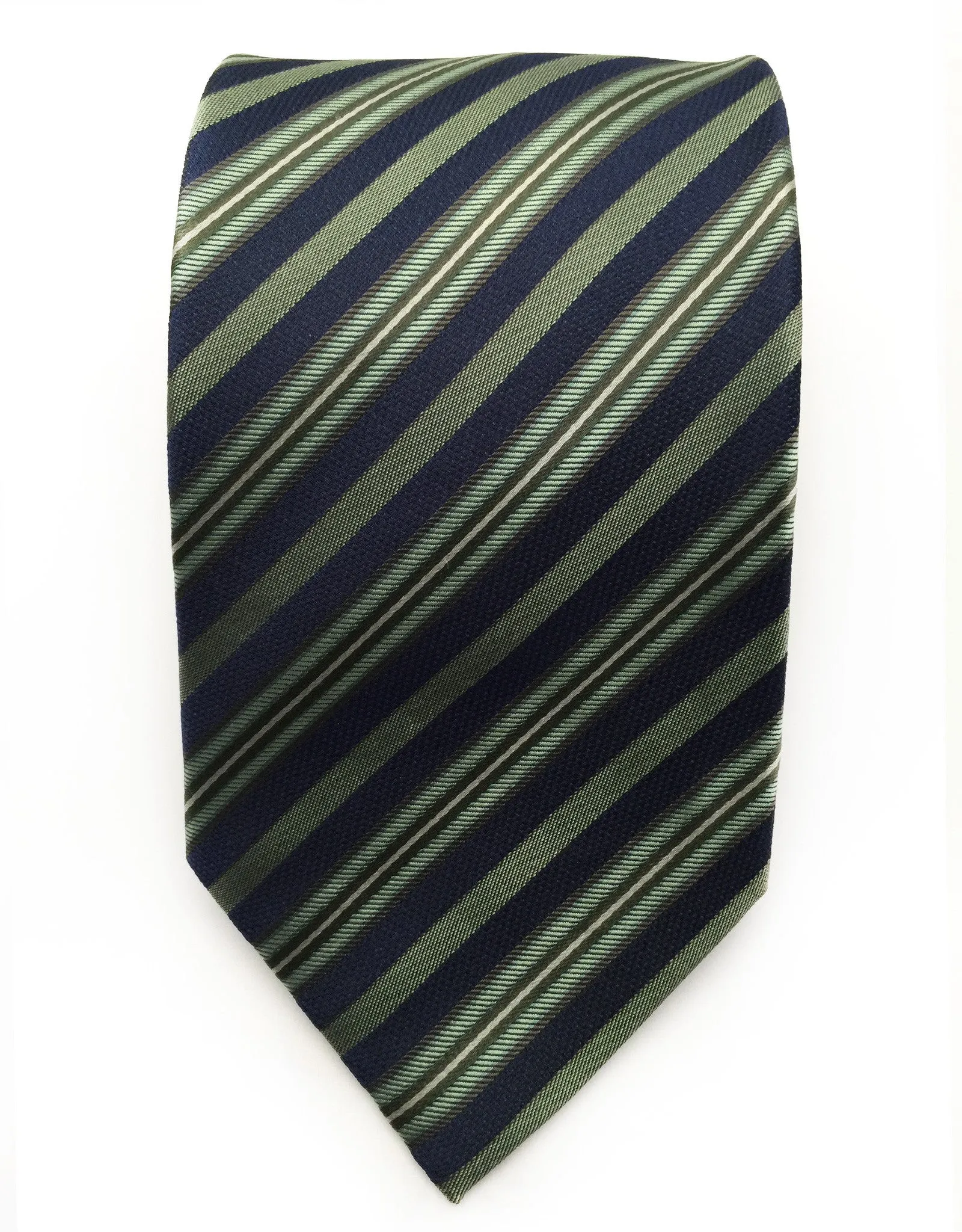 Navy Blue & Green Striped Tie