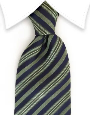 Navy Blue & Green Striped Tie