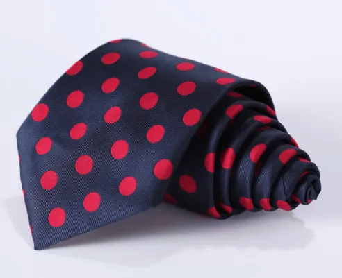 Navy Blue and Burgundy Red Polka Dot Tie