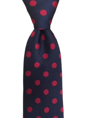 Navy Blue and Burgundy Red Polka Dot Tie