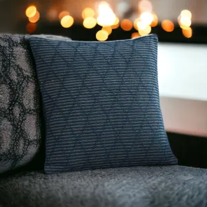 Navy Blue Diamond Embroidered Cushion Cover