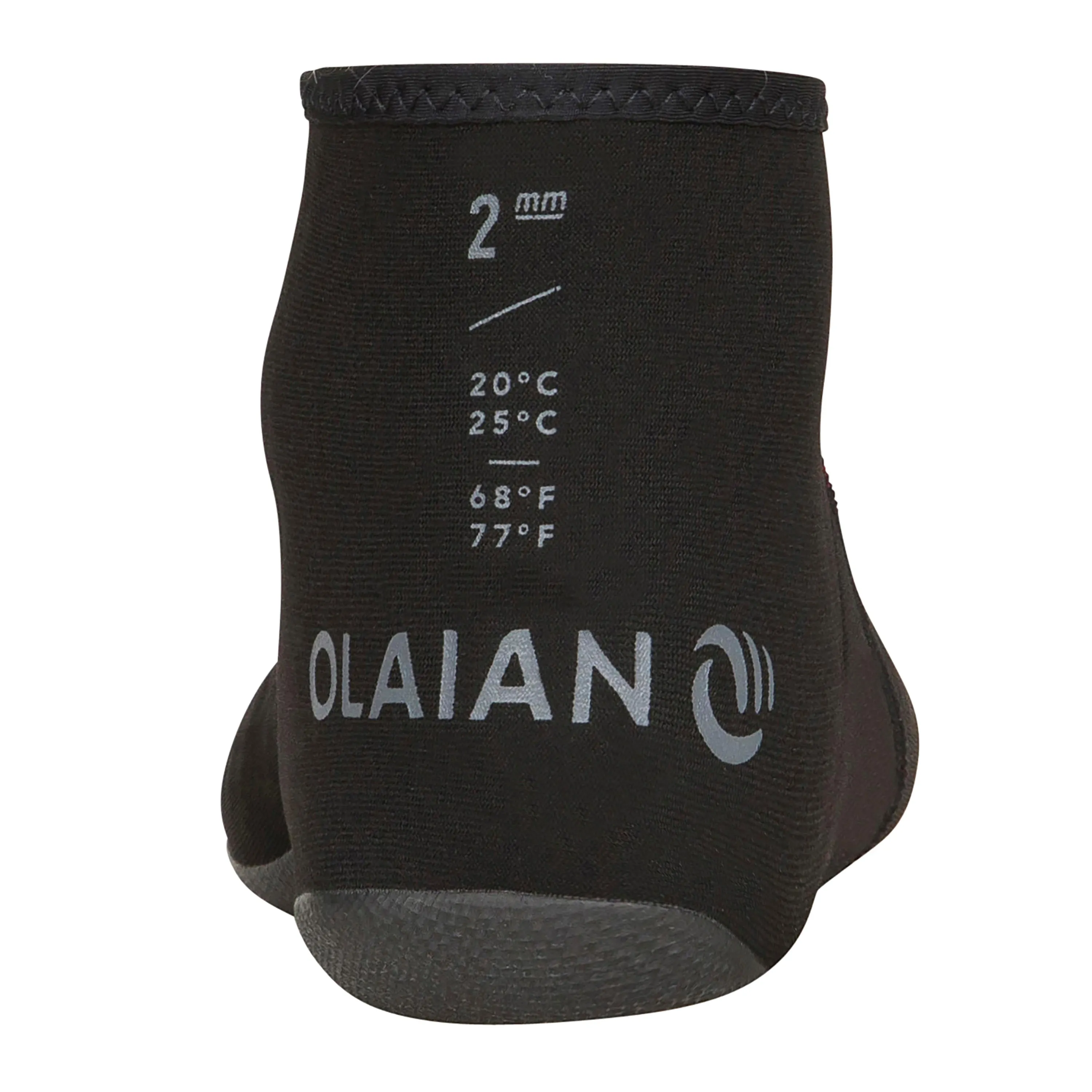 Neoprene surf socks 500 2 mm gray-black OLAIAN, black