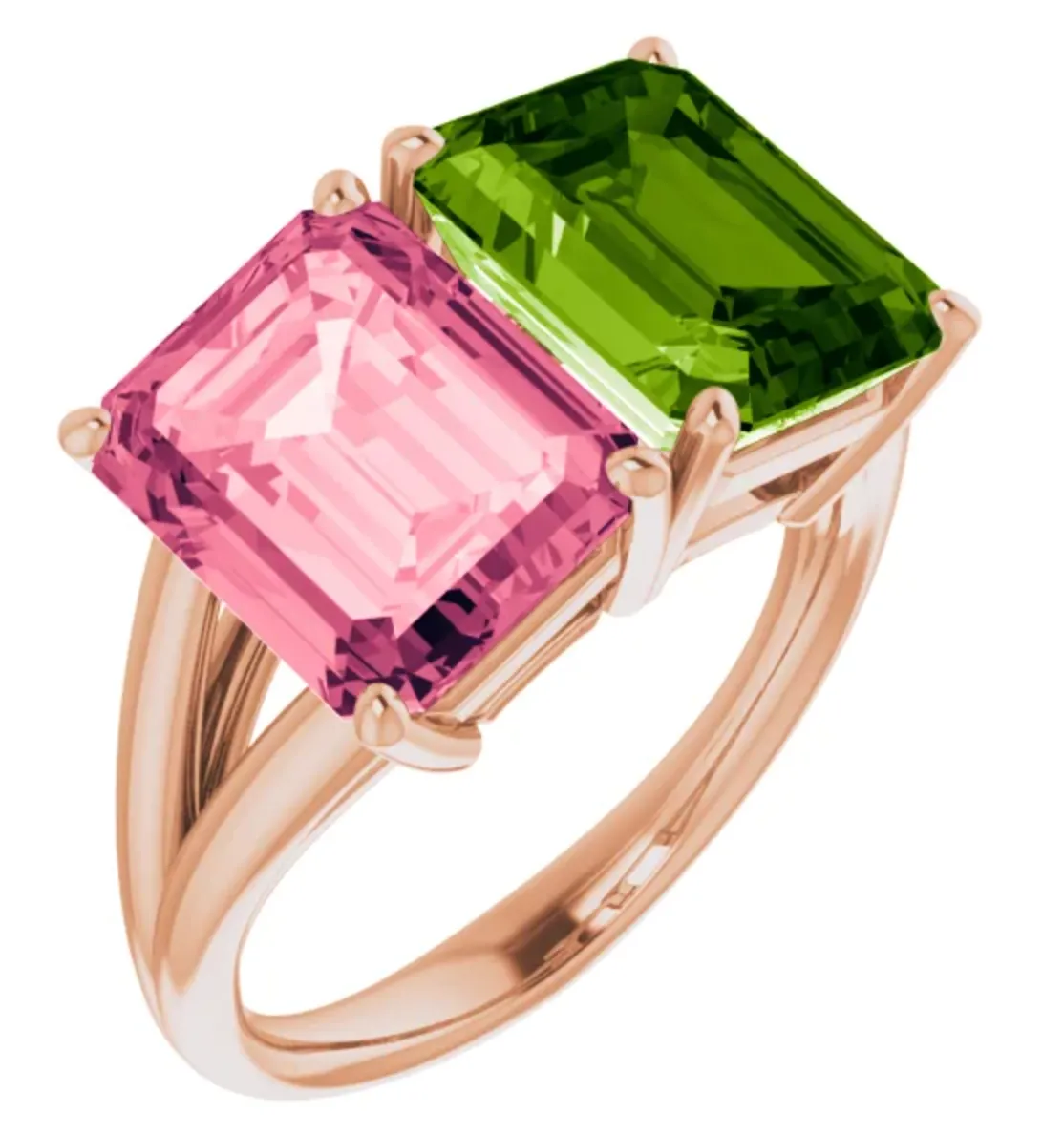 Peg Peridot and Pink Topaz Ring