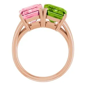 Peg Peridot and Pink Topaz Ring